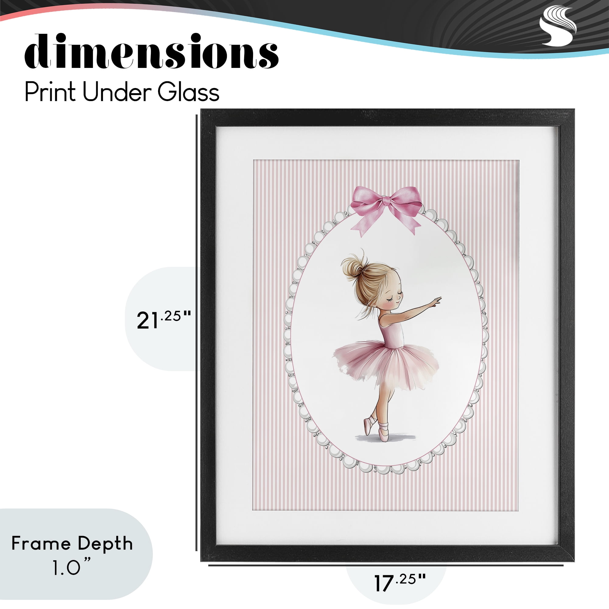 Stupell Industries Blush Pink Ballerina Black Framed Print Under Glass, design by Christine Simpson Art