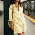 thumbnail image 7 of Lutiedan Womens Button Down Shirt Dresses Long Sleeve Collared V Neck Striped Dress Summer Side Split Casual Mini Dress, 7 of 7
