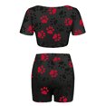 thumbnail image 4 of Vedolay Summer Pajamas For Women Women's 2 Piece Set Plus Size Print Sleepwear Lapel Neck Satin Pajama Set,Black S, 4 of 4