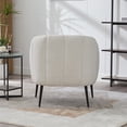 thumbnail image 2 of Jopath Accent Chair with Metal Legs,Channel Tufted Lounge Chair Single Sofa Round Leisure Armchair for Bedroom Living Room Reception Study Room Office Ivory, 2 of 9