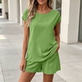 thumbnail image 5 of Women's Casual Linen Shorts Elastic Waist Pocket Shorts Two Piece Set Shorts for Women Summer Fashion, 60% Cotton 40% Linen Blend Lightweight Comfortable Loose | VerBelle,Green S, 5 of 8