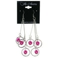 thumbnail image 2 of Silver-Tone & Pink Colored Metal Dangle-Earrings With Bead Accents #LQE3968, 2 of 2