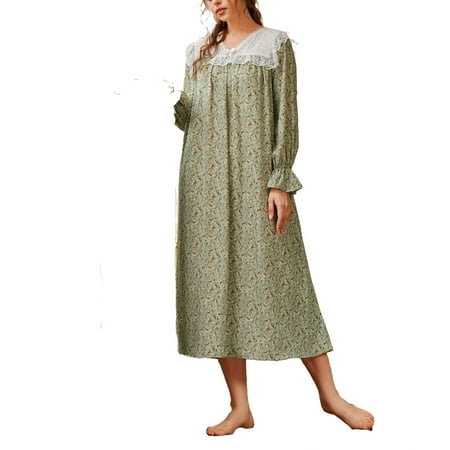 

Cute Ditsy Floral Print V neck Nightgowns Long Sleeve Mint Green Womens Nightgowns & Sleepshirts (Women s)