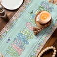 thumbnail image 3 of Easter Table Runner - 60 Inch Long Green Truck Rabbit Duck Butterfly Floral Wooden Cotton and Linen Blended Dress Scarves Farmhouse Table Runner for Kitchen Dining, Coffee Table, 13" x 60", 3 of 8