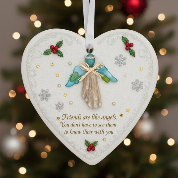 Heart-Shaped Sea Glass Friendship Decor, Friendship Heart Keepsake Ornament for Christmas Tree, Ceramic Ornament Sign Plaque Decor, Friendships Gifts for Best Friend
