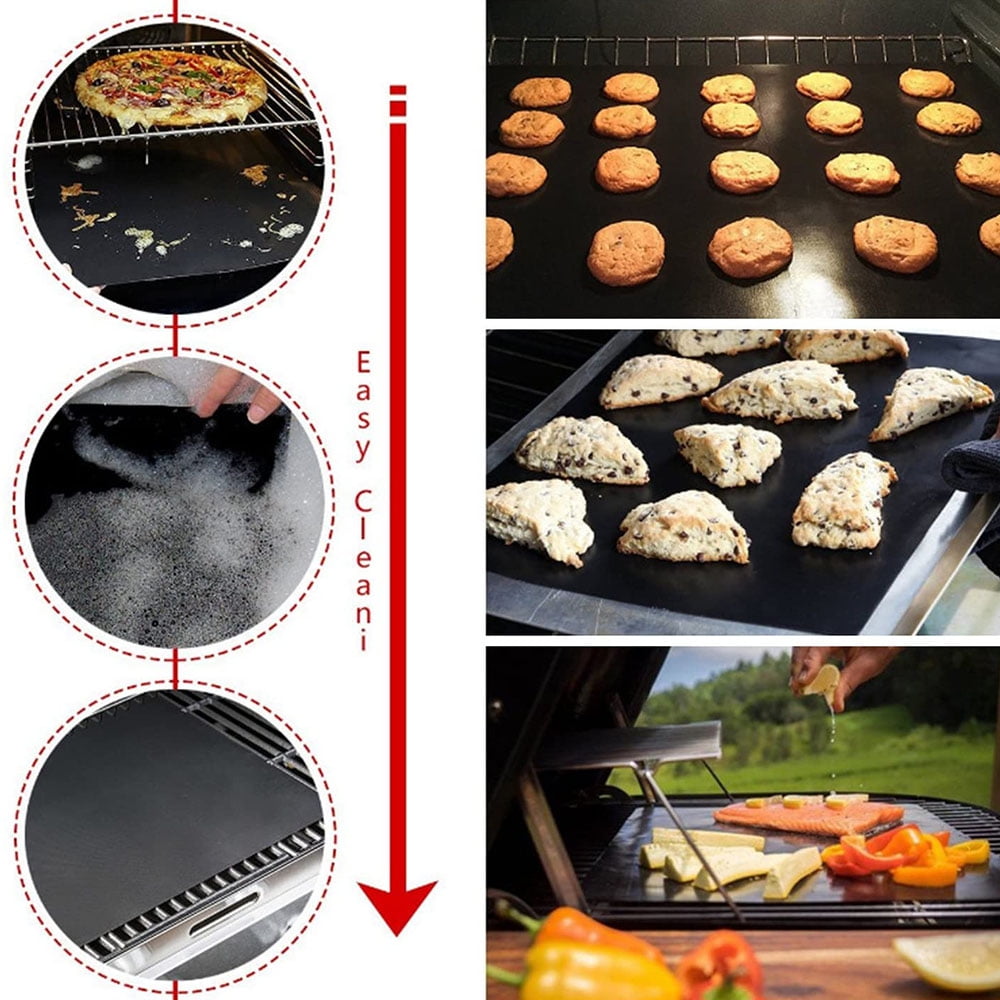 4 Party Grill Nonstick Mat Set, Extra Large Mats And Bamboo Bearing