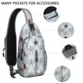 thumbnail image 2 of Sling Backpack,Light Blue Christmas Tree Pattern Crossbody Bag with Water Bottle Holder,Waterproof Sling Bag for Men/Women with Chest Phone Holder for Hiking,Travel, 2 of 6