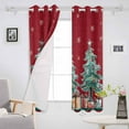 thumbnail image 3 of Hokiten Red Christmas Blackout Curtains | Light Blocking Print Window Curtains, Xmas Snowman Tree Snowflake Thermal Insulated Window Drapes for Living Room Kitchen Cafe (2 Panels, 104"W x 45"L), 3 of 7