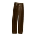 thumbnail image 4 of WREESH Womens Fashion Wide Leg Sweatpants Elastic High Waisted Drawstring Pants Loose Comfy Solid Color Workout Pants with Pockets Coffee, 4 of 5
