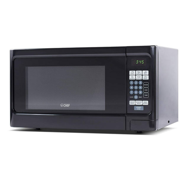 Commercial Chef CHCM11100B 1.1 Cubic Feet Microwave Oven, 1000 Watt, Stainless Steel Front with Black Cabinet