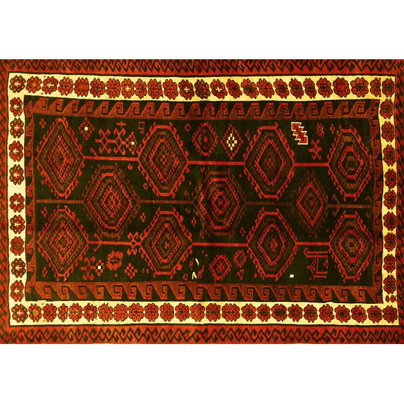 Ahgly Company Indoor Rectangle Persian Yellow Traditional Area Rugs, 8' x 10'