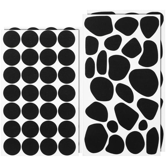 ADDHAT 10 Sheets Black Adhesive Felt Dots Fabric Stickers Anti-Scratch Pads for Furniture