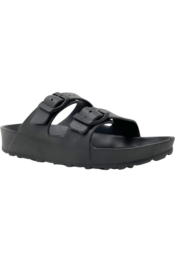 Womens Lightweight Slides Double Strap EVA Comfort Casual Slides Sandal with Adjustable Buckle