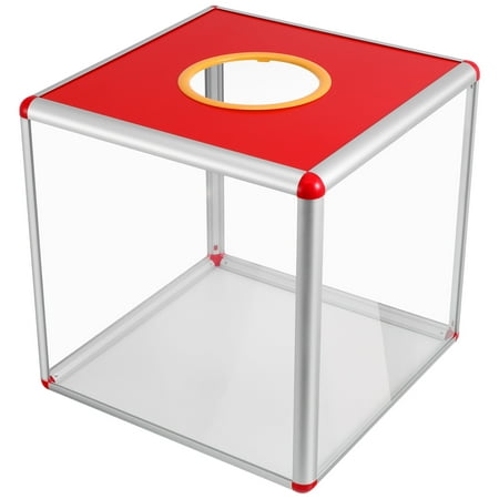 Luxshiny Transparent Aluminum Alloy Raffle Box Voting Suggestion Donation Box for Games and Events
