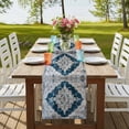 thumbnail image 4 of Blue Grey Boho Floral 72 Inch Table Runner, Vintage National Flower Farmhouse Dresser Scarf Cotton & Linen Tablerunner for Dining/Kitchen Island/Holiday Party Décor 13" x 72", 4 of 9