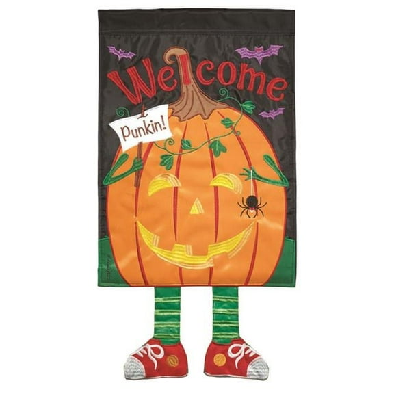 Magnolia Gardens M011265 13 x 18 in. Halloween Pumpkin Applique Garden Flag