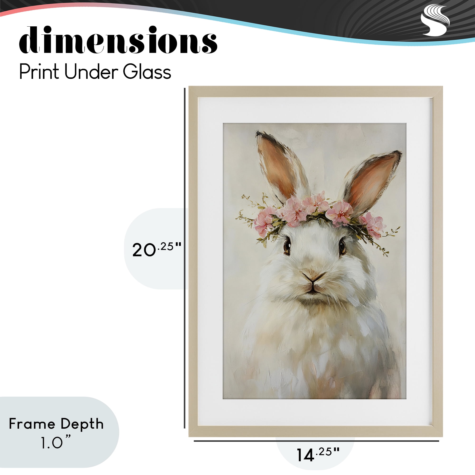 Stupell Industries Bunnykins with Pink Crown Birch Framed Print Under Glass, design by Tina LeCour