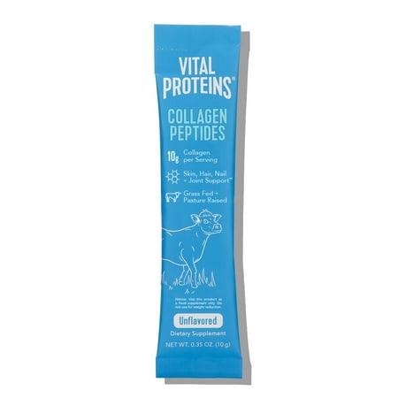 Vital Proteins Collagen Peptides Powder Stick Packs for Joints, Hair, Skin and Nails, Unflavored, 8 Count