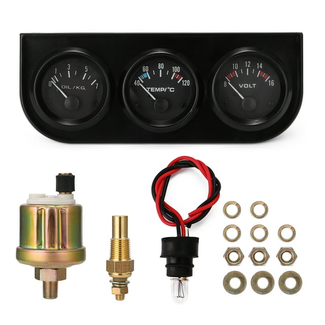 52MM 3in1 Volt Meter+Water Temp Gauge+Oil Gauge Kit Volt Meter Or Oil