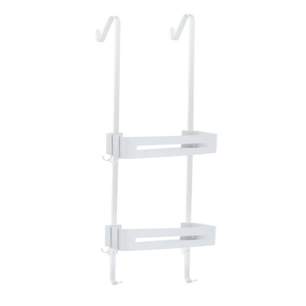 Estante para ducha de baño sobre la puerta para champú, jabón y cosméticos blanco