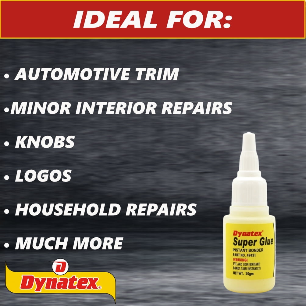 Dynatex .70 oz Super Glue Instant Adhesive - Bonds Glass Metal Plastic Rubber, 5000 PSI Strength, Clear Bond, Up to 175°F, Stronger Than Standard (6-Pack)