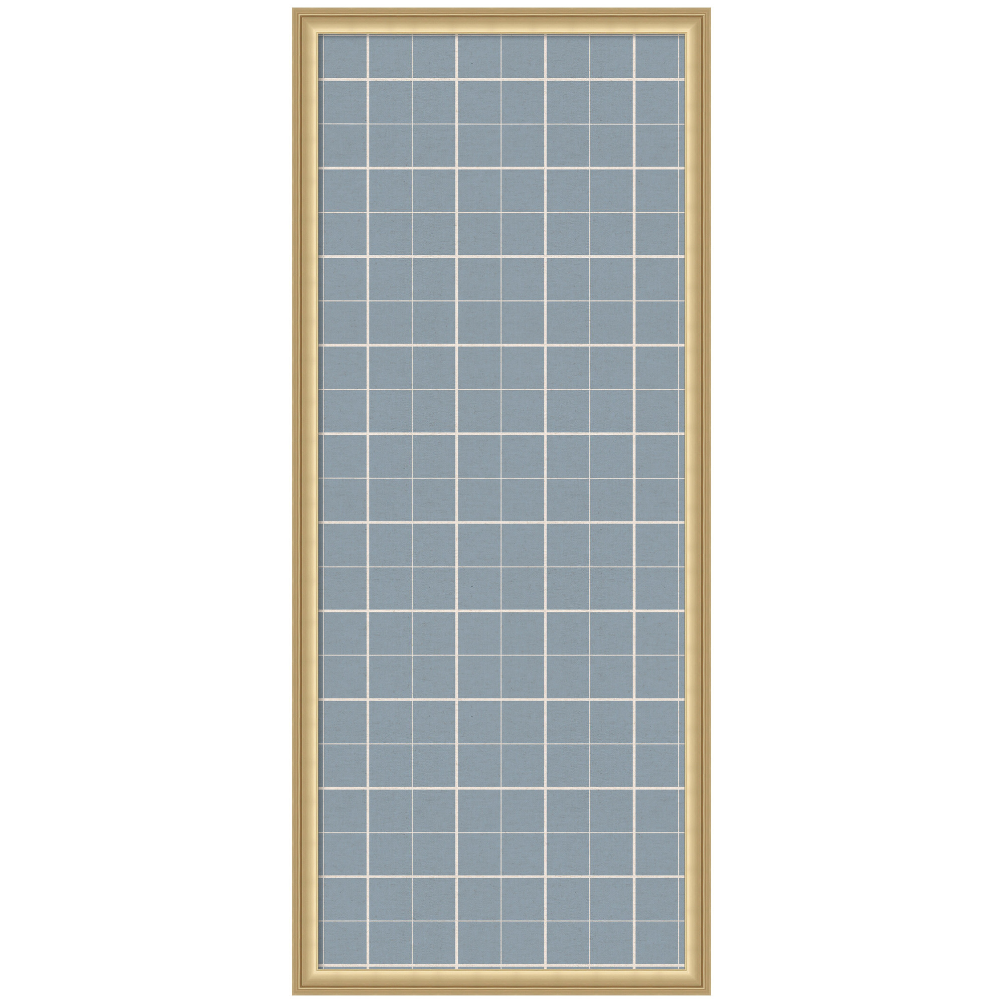 Kate and Laurel Framed Fabric Pinboard 18 x 42, Light Blue Plaid Printed Linen Classic Bulletin Board for Use as a Vision Board or Wall Organization, Florence Gold Frame