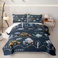 thumbnail image 2 of Erosebridal Cartoon Construction Truck Bed Spread Queen for Boys Men, Kawaii Dinosaur Queen Coverlet Set, 3pcs, 2 of 7