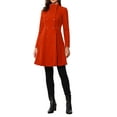 thumbnail image 2 of Abrigo de terciopelo A-Line para mujer Inspire Chic, de doble botonadura, con cuello alto, abrigo de invierno de longitud media, color rojo anaranjado, 2 of 6