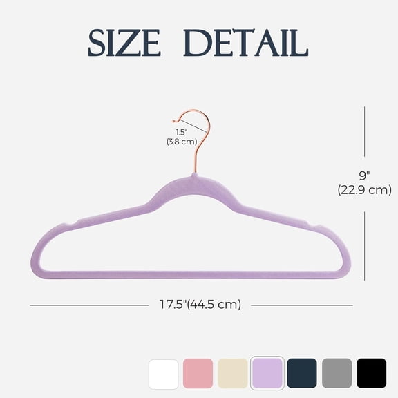 Light Purple Velvet Hangers 20 Pack - Premium Non-Slip Felt Clothes Hangers, Heavy Duty Sturdy Coat and Suit Hangers with 360° Swivel Rose Gold Hooks, Space Saving, No Hanger Marks