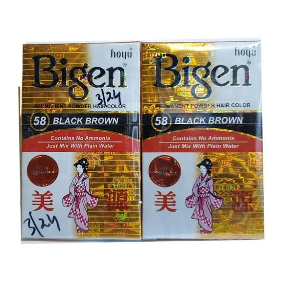 Bigen Permanent Powder Hair Colour (58) Black Brown 6g Each (Pack Of 3)