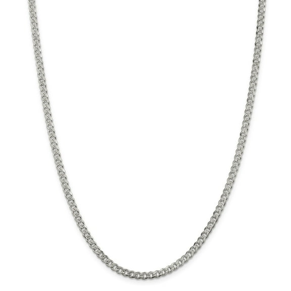 925 Sterling Silver Diamond Cut 4mm Solid Pavé Curb Link Chain w/ Lobster Clasp - 16"