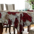 thumbnail image 3 of YAZAOO Square Tablecloth Red and White Roses Rings Pattern Tableclothes, 3 of 9