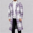 thumbnail image 4 of Yangnuo Mens Fashion Warm Plaid Coat Jackets 2025 Fall Winter Mens Trench Coat Long Casual Lapel Winter Wool Plaid Coat With Pockets, 4 of 6