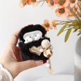 thumbnail image 3 of Cute Cartoon Hairy Case Compatible with AirPods 1 & 2,Kawaii Creative Love Heart Design for Airpods 2 & 1 Earphone Cover with Keychain for Women Girls (Black), 3 of 7