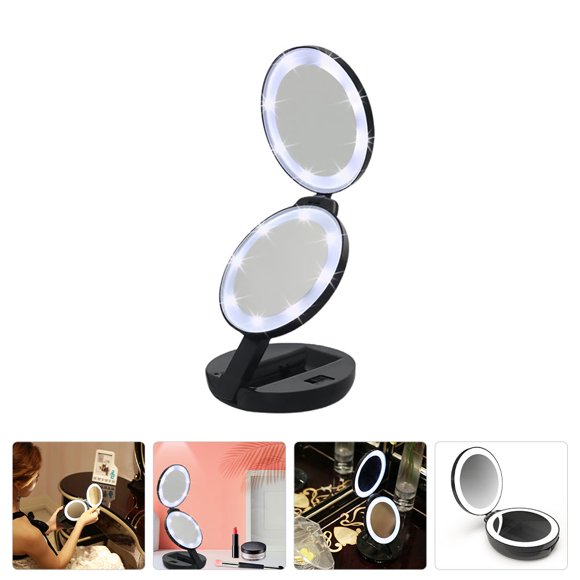 IFANLANDOR 1 Pce Miroir Compact pour Dames Noir avec Design Pliant pour Voyage et Inspection de la Peau