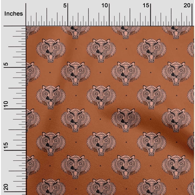 oneOone Organic Cotton Voile Fabric Animal Face Block Decor Fabric Printed BTY 42 Inch Wide