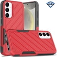thumbnail image 2 of [METKASE] For Samsung s25 Plus/s24 Plus Noble lined shockproof dual layer hybrid in Slide-Out Package - Red/Black, 2 of 6