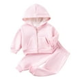 thumbnail image 2 of Kids Jogger Set Kids Activewear Set Girls Hoodie and Sweatpants Set Toddler Hoodies Sweatshirt Set Sweatsuits Girls 2 Piece Outfit 5T, Pink, 2 of 9