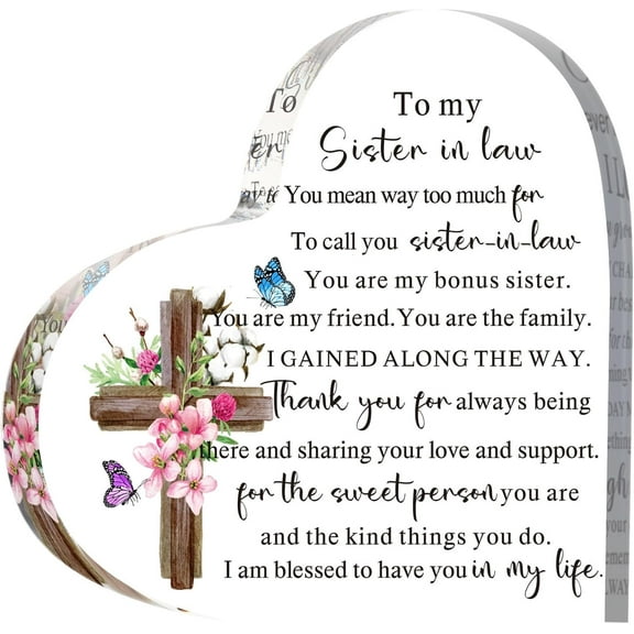 Sisters Gifts from Sister Acrylic Heart Plaque Inspiring Keepsake Paperweight Gift Side by Side or Miles Apart Sisters Will Always Be Connected by Their Heart Memory Gift Table Centerpiece