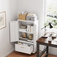 thumbnail image 3 of Gaeanet 1 Drawer Wide Lateral File Cabinet with Wheels & Lock,Metal Filing Storage Cabinet with Doors &,Shelf for Office,Home,School,Garage,Fit A4/Letter/Legal File,White,Required-Assembly, 3 of 11