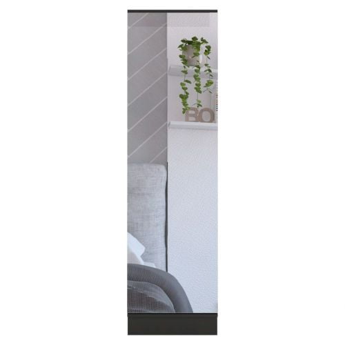 Leto XL Shoe Rack with Full-Length Mirror, Five Interior Shelves, Single-Door Cabinet