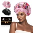 thumbnail image 1 of Gorro de seda satinada Arqumi para mujeres que duermen, 2 unidades, negro + Pi, 1 of 7