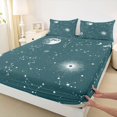 thumbnail image 3 of jejeloiu Galaxy Starry Sky Twin Sheet Sets,Constellation Pattern Twin Fitted Sheet,Green White Flat Sheet For Girls Kids,Microfiber Bedroom Decor,3-Piece, 3 of 7