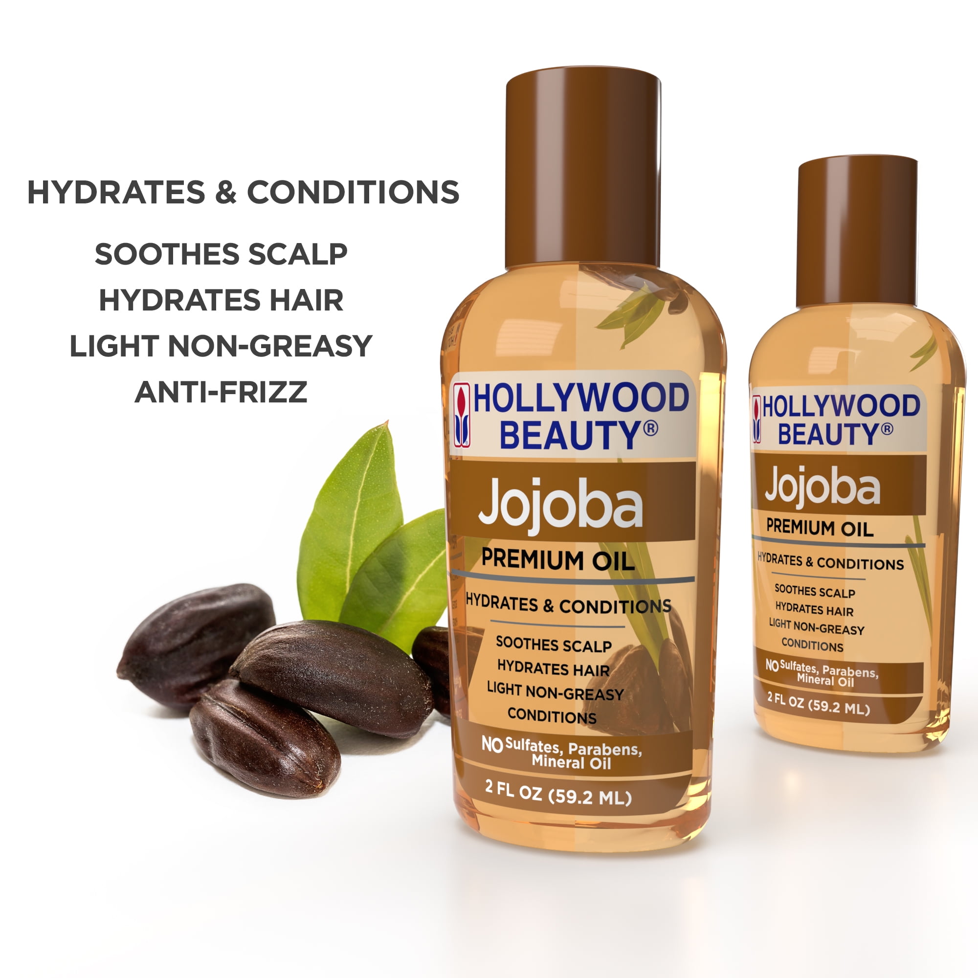 (3 pack) Hollywood Beauty Jojoba Oil for Hair, Scalp, and Skin, 2 fl oz, Smoothing & Straightening all Hair Types