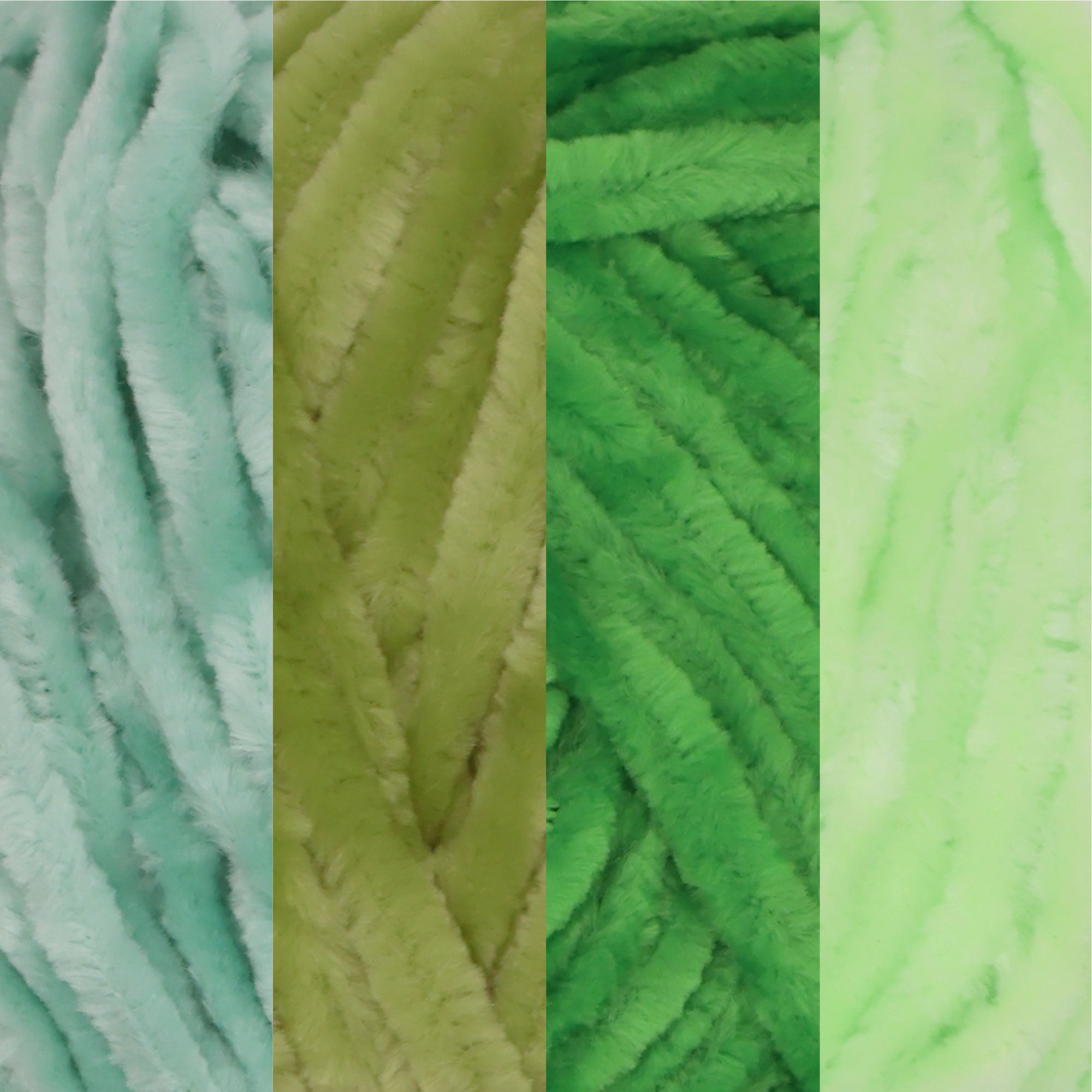 JubileeYarn Chenille Yarn - Worsted Weight - 100g/Skein - Shades of Green - 4 Skeins
