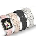 AutoCovers Rose Engraved Band for Apple Watch 42/44/45/49mm,Soft Silicone Lightweight Skin