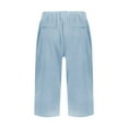 thumbnail image 4 of EANJE Pedal Pushers for Women Linen Capri Pants Knee Length Trendy Summer High Waisted Bermuda Shorts Dressy Casual Linen Capris with Pockets Sky Blue S, 4 of 6