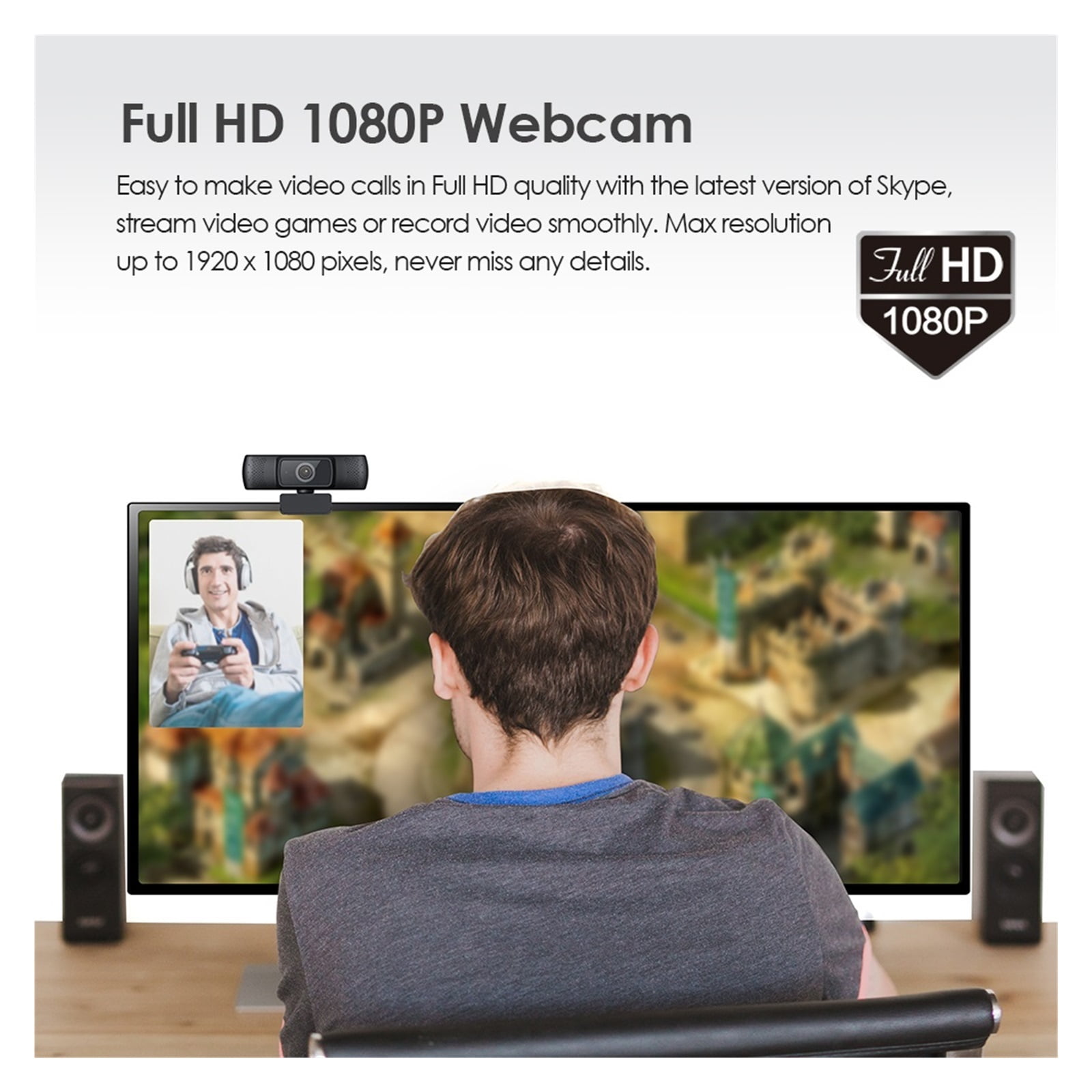 Webcam Full HD 1080P Webcam Auto Focus With Noise Cancelling Microphone Web Camera For Conferencing, Live Streaming, Recording ,HD Video