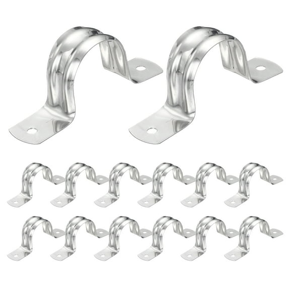 Uxcell 26pcs Conduit Clamp 1 Inch, 1 Hole Stainless Steel Pipe Strap, U Bracket Double Band Rigid Metal Conduit Hanger for Pipe Fixing, Tube Wire Installation