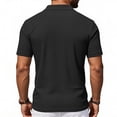 thumbnail image 6 of Telankuip Checkered Pattern Polo Shirts for Men Summer Breathable Casual Work Top with Classic Collar Solid Color Loose Comfy for Business Leisure Wear Black M, 6 of 7